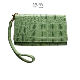 【Continuita 康緹尼】頭層牛皮鱷魚紋多功能手拿包(多功能小包/手拿包/錢包)