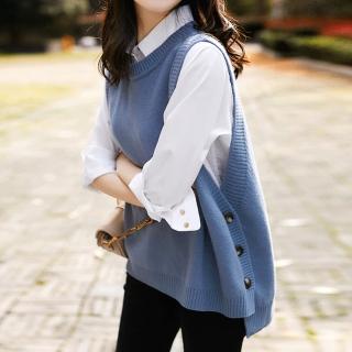 【LANNI 藍尼】★浪漫文藝感仿羊毛背心(背心/上衣/T恤)