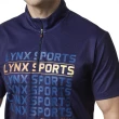 【Lynx Golf】男款吸濕排汗Lynx Golf合身版抗UV網眼布料造型拉片短袖立領POLO衫/高爾夫球衫(深藍色)
