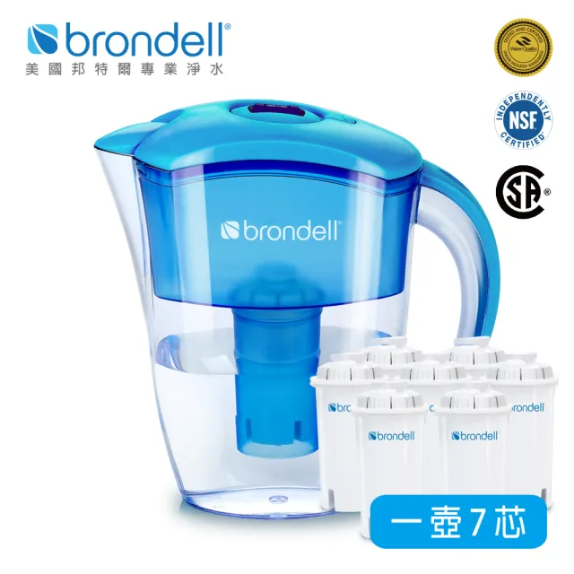 【Brondell】極淨藍濾水壺+7入芯
