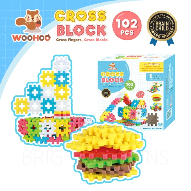 WOOHOO CROSS BLOCK 心心積木-102pcs(贈束口袋1入)