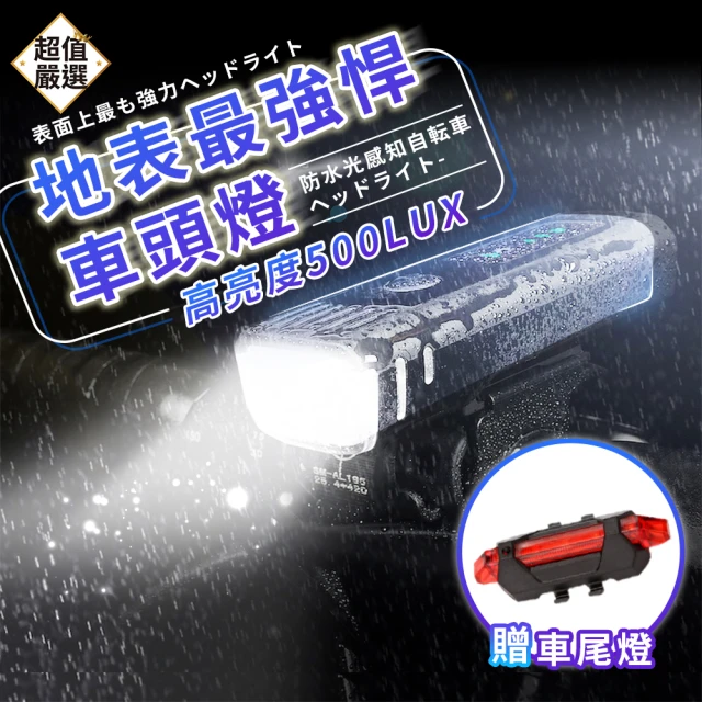 【DREAMCATCHER】LED自行車德規頭燈 贈安全尾燈(自行車 腳踏車 單車燈  頭燈 腳踏車燈 前燈尾燈組)