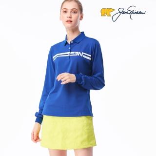 【Jack Nicklaus】金熊GOLF新款條紋印花吸濕排汗POLO衫/高爾夫球衫(藍色)