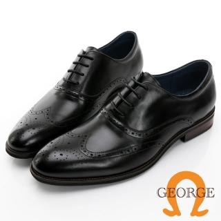 【GEORGE 喬治皮鞋】經典系列 真皮翼紋雕花牛津鞋 -黑 115013CZ