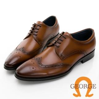 【GEORGE 喬治皮鞋】經典系列 真皮翼紋雕花德比鞋 -棕 115009CZ