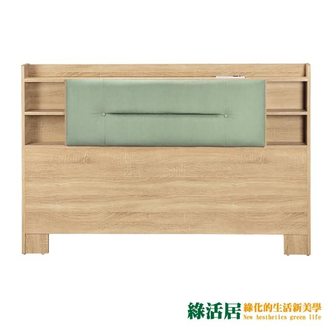 【綠活居】卡亞  現代5尺皮革雙人可收納床頭片(三色可選＋不含床底＋不含床墊)