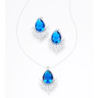 【my stere 我的時尚秘境】皇妃最愛藍寶水滴項鍊(古典 水滴造型 精緻 藍寶)