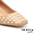 【MODA Luxury】氣質編織羊皮方頭高跟鞋(米白)