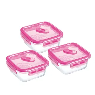 【法國Luminarc 樂美雅】純淨玻璃保鮮盒3件組/便當盒/密封盒/保鮮罐(PUB306)