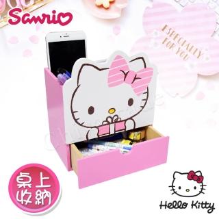 【HELLO KITTY】凱蒂貓 造型分格收納 單抽屜盒 置物盒 筆桶 桌上 文具收納(正版授權台灣製)