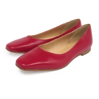 【TINO BELLINI 貝里尼】義大利進口摩登牛皮小方頭平底鞋FBT0012(紅)