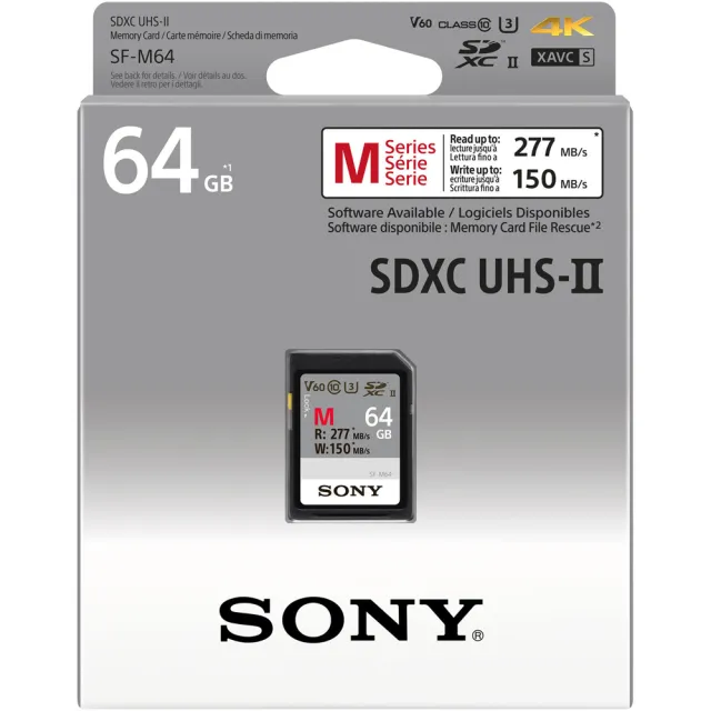 【SONY 索尼】SF-M64 SD SDXC 64G/GB 277MB/S UHS-II 高速記憶卡(公司貨 C10 U3 V60 支援4K 錄影)