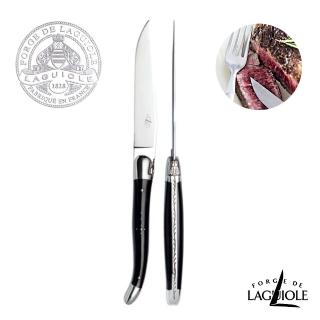 【Forge de Laguiole】頂級手工黑牛角牛排雙刀禮盒組-亮面
