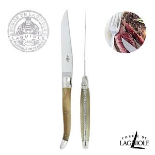 【Forge de Laguiole】頂級手工白牛角牛排雙刀禮盒組-亮面