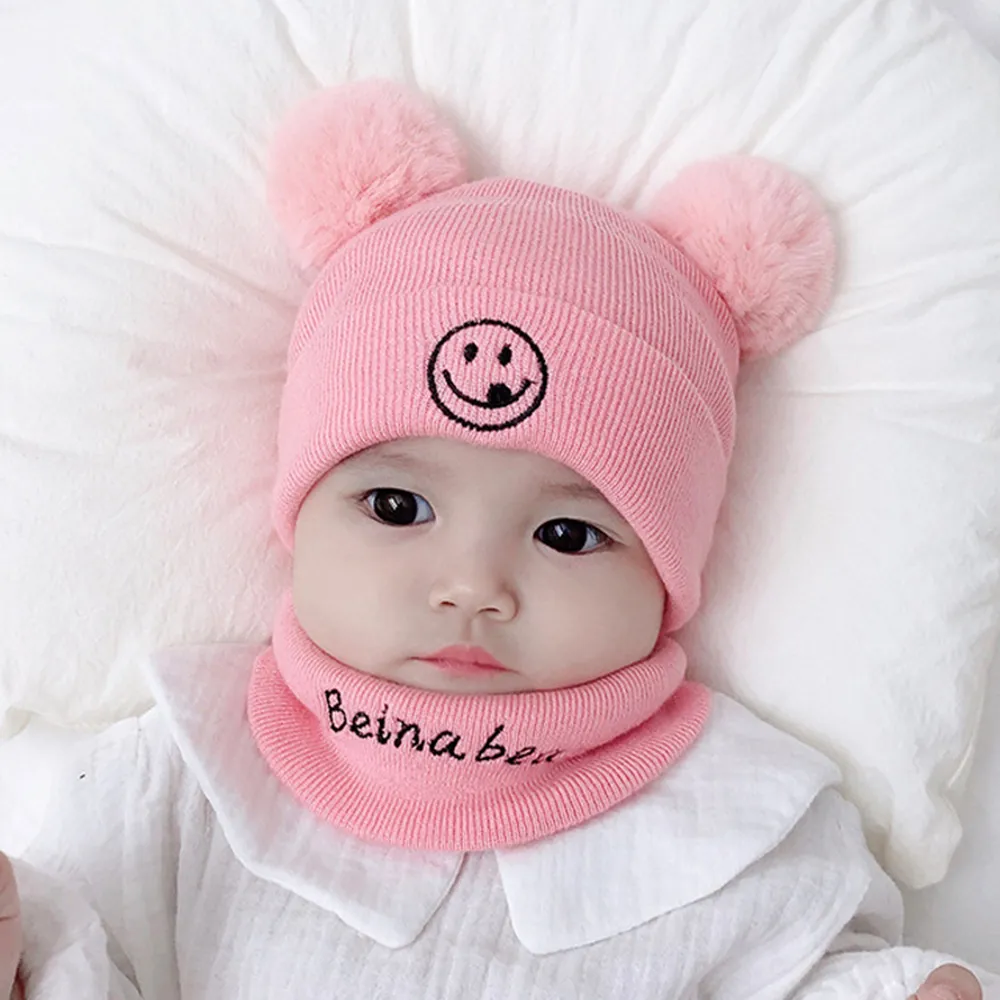 【iSFun】雙邊毛球＊彈性嬰幼兒童保暖毛線帽+脖圍(4色可選)