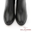 【CUMAR】擦色率性彈力異材質拼接粗跟短靴(黑色)