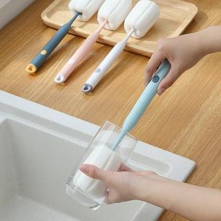 【Dagebeno荷生活】新款北歐色系海棉杯刷 長柄款 水壺保溫杯奶瓶清潔刷(兩入組-顏色隨機)
