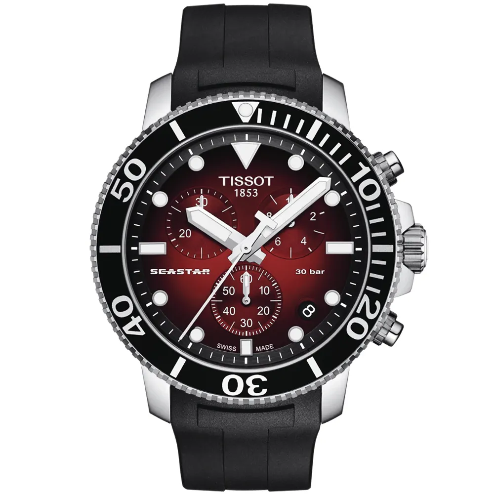 【TISSOT 天梭】水鬼 Seastar 1000 海洋之星300米潛水計時手錶 送行動電源 畢業禮物(T1204171742100)