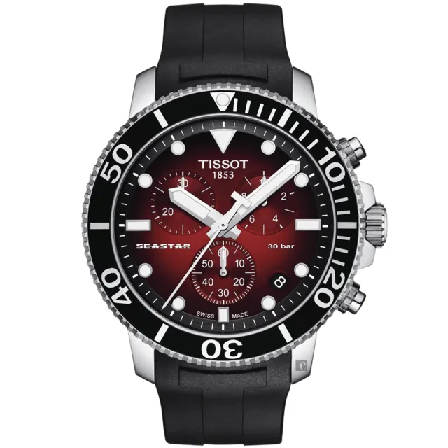 【TISSOT 天梭】水鬼 Seastar 1000 海洋之星300米潛水計時手錶 送行動電源 畢業禮物(T1204171742100)