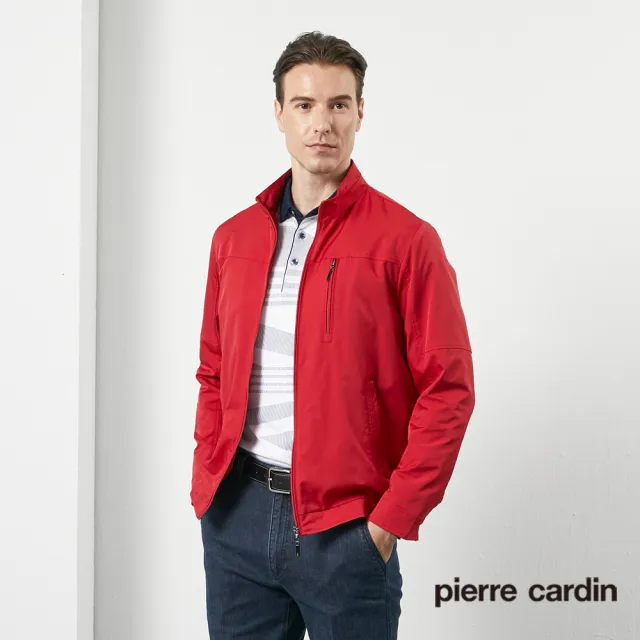 【pierre cardin 皮爾卡登】商務休閒 男款 都會時尚防潑水夾克外套-紅(5205663-78)