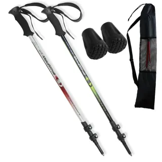 【Yenzch】健走/行走杖/專業三節 7075航太級/外鎖式 RM-10623(二色可選 2入《贈送背袋+腳墊》台灣製)