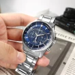 【CITIZEN 星辰】經典商務 三眼計時 礦石強化玻璃 日期 防水100米 不鏽鋼手錶 藍色 42mm(AN8190-51L)