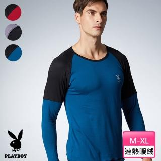 【PLAYBOY】彩併暖絨圓領長袖衫(速熱暖絨)