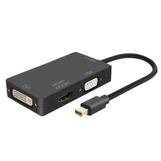 【LineQ】Mini display轉HDMI 4K/ DVI/VGA 3合1多功能轉換器轉接線