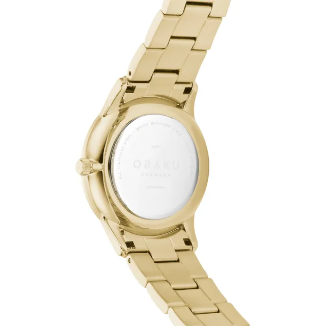 【OBAKU】都會知性貝殼時尚腕錶-金X白(V247LXGWSG)