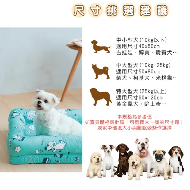 【奶油獅】森林野餐-中大型寵物記憶床墊50*80cm-10-25kg適用-台灣製造(藍)