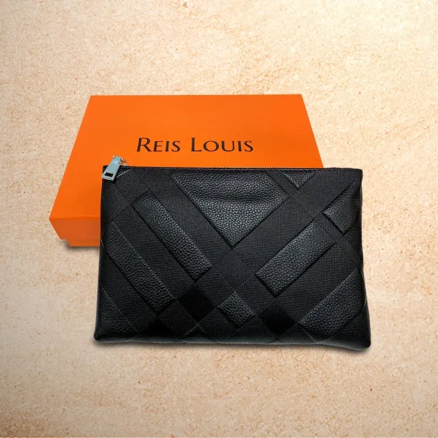 【REIS LOUIS 李斯路易斯】雙11 真皮 交錯牛皮手拿包(真皮包包 牛皮 手拿包)