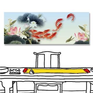 【24mama 掛畫】單聯式 油畫布 動物 魚 花卉 藻類 靜思語 無框畫-80x30cm(金魚與百合)