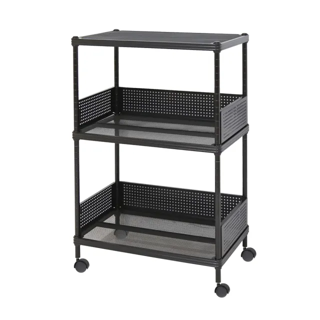 【居家cheaper】高荷重 圍籬款35X60X124CM菱形網三層推車(層架鐵架 置物架 伺服器架)