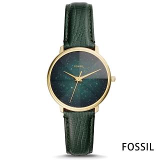 【FOSSIL】星彩稜鏡光壓紋皮革石英腕錶(ES4730贈酒紅色長夾)