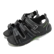 【MERRELL 】童鞋 涼鞋 M-Hydro Creek 運動 女鞋   魔鬼氈 透氣 鞋面寬度可調 中大童 黑 綠(MK262554)