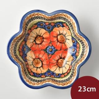 【美學生活】波蘭陶 Cerraf 花型深盤 造型盤 陶瓷盤 菜盤 水果盤 沙拉盤 23cm 波蘭手工製(滿城絕艷系列)