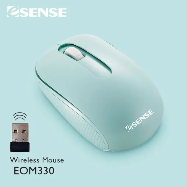 【ESENSE 逸盛】2.4GHz 無線滑鼠極靜音 EOM330(湖水綠)