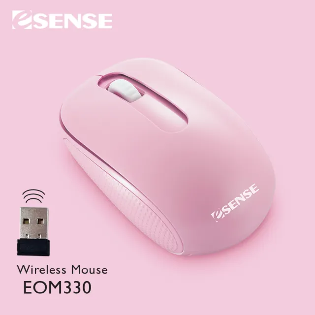 【ESENSE 逸盛】2.4GHz 無線滑鼠極靜音 EOM330(蜜桃粉)