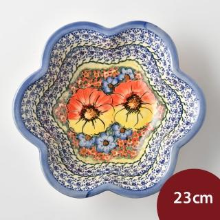 【美學生活】波蘭陶 Cerraf 花型深盤 造型盤 陶瓷盤 菜盤 水果盤 沙拉盤 23cm 波蘭手工製(古典花園系列)