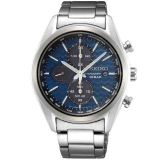 【SEIKO 精工】CS喬治亞羅設計三眼計時鋼帶錶-藍面-41mm(V176-0BH0B/SSC801P1)