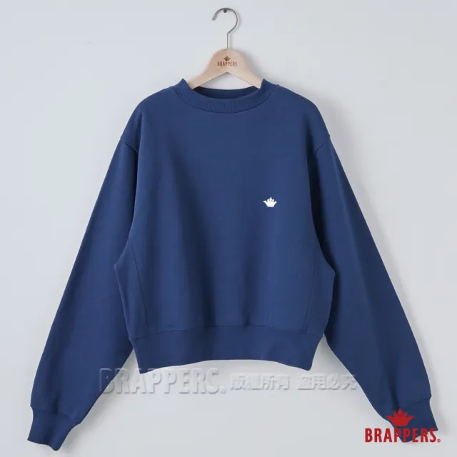 【BRAPPERS】女款 經典LOGO印花短版大學T(深藍)