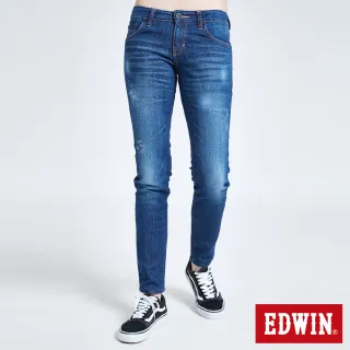 【EDWIN】女裝 MISS EDGE 紅線窄管牛仔褲(中古藍)