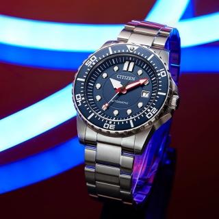 【CITIZEN 星辰】大三針運動機械錶-藍/43mm 母親節 禮物 男錶(NJ0121-89L)