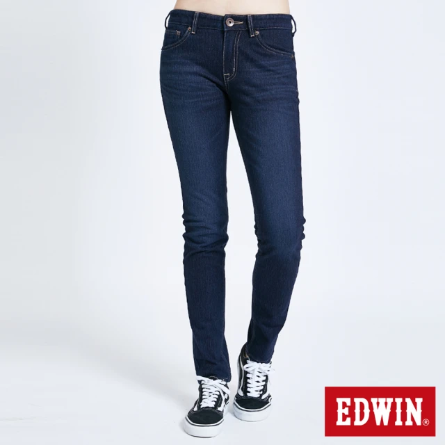 【EDWIN】女裝 JERSEYS 迦績 EJ2中低腰窄管牛仔褲(原藍磨)