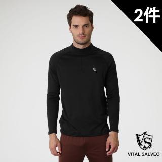 【Vital Salveo 紗比優】鍺能量遠紅外線男休閒保暖高領上衣-淺灰深灰黑色(臺灣製造)