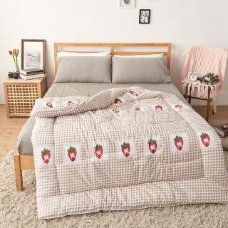 【BELLE VIE】韓版印花布蕾絲可水洗舒柔棉暖暖被/冬被/棉被-150x200cm(風格咖)