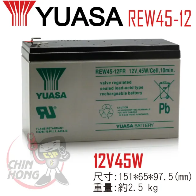 【湯淺】YUASA REW45-12鉛酸電池12V45W POS系統機器 替代12V9AH NP7-12(UPS 不斷電系統)
