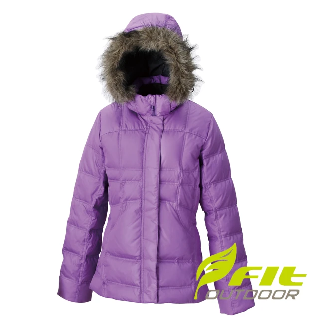 【Fit 維特】女-單件式羽絨外套-葡萄紫 EW2304-64(保暖外套/連帽外套/風衣/衝鋒衣/羽絨衣)