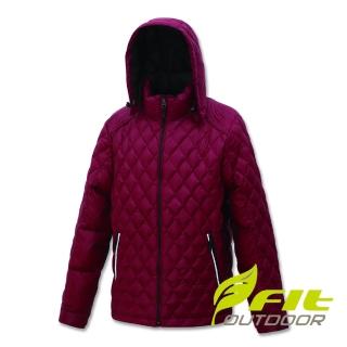 【Fit 維特】男-輕量防潑水保暖羽絨外套-酒紅色 FW1303-19(保暖外套/連帽外套/風衣/衝鋒衣/羽絨衣)