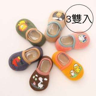 【橘魔法】（3雙組）動物膠印厚棉絨保暖室內鞋襪(防滑膠點 地板襪 襪子 室內鞋 兒童 童裝 男童 女童 保暖)